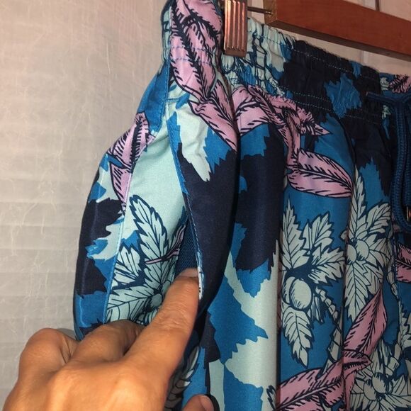 Ike Behar XL Navy Light Blue Pink Tidal Palm Tropical Swim Board Shorts - Picture 4 of 12